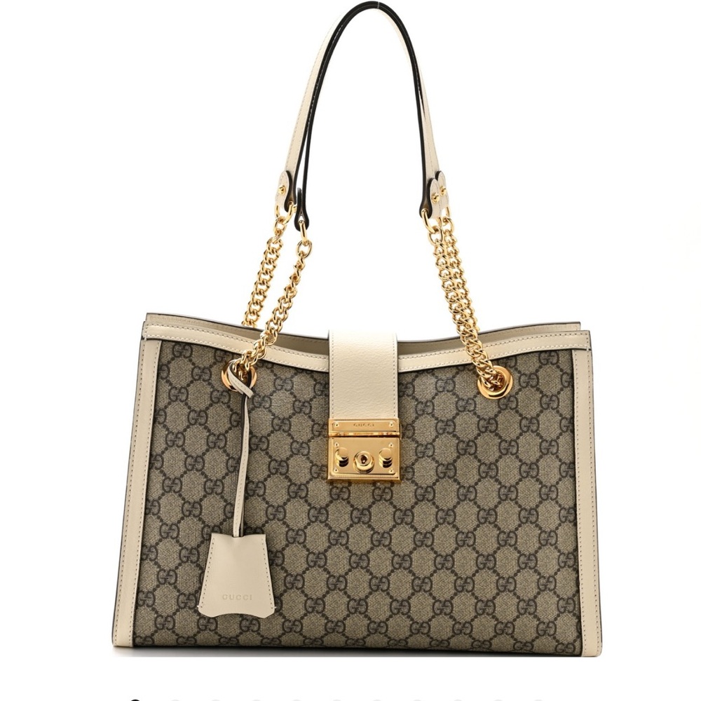 Gucci Beige and Gold Chain Shoulder Bag